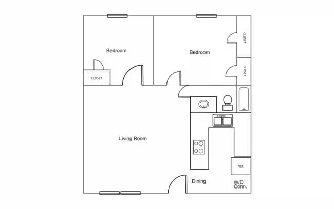 2 Bedroom / 1 Bath PD 2003 floor plan