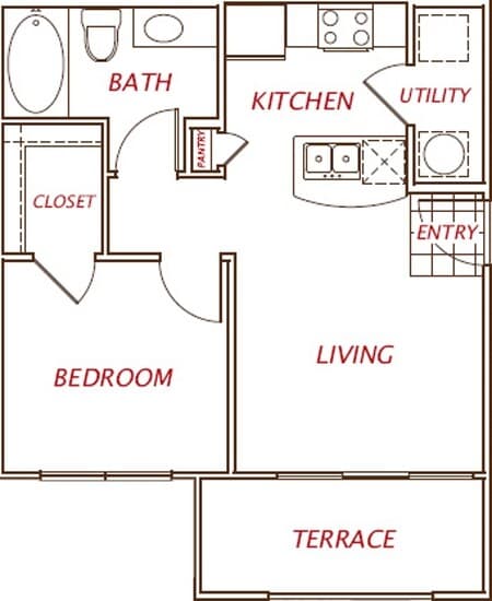 1 Bed • 1 Bath 19-19313 floor plan