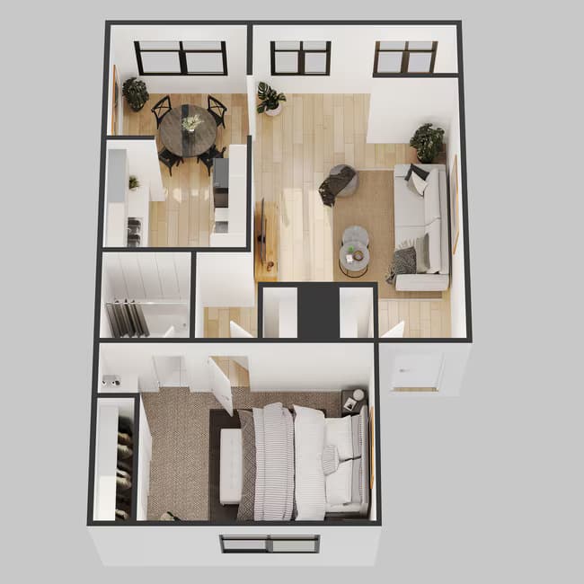 1 Bed/1 Bath Platinum 314 floor plan