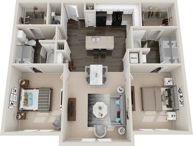 2 Beds • 2 Bath 322 floor plan