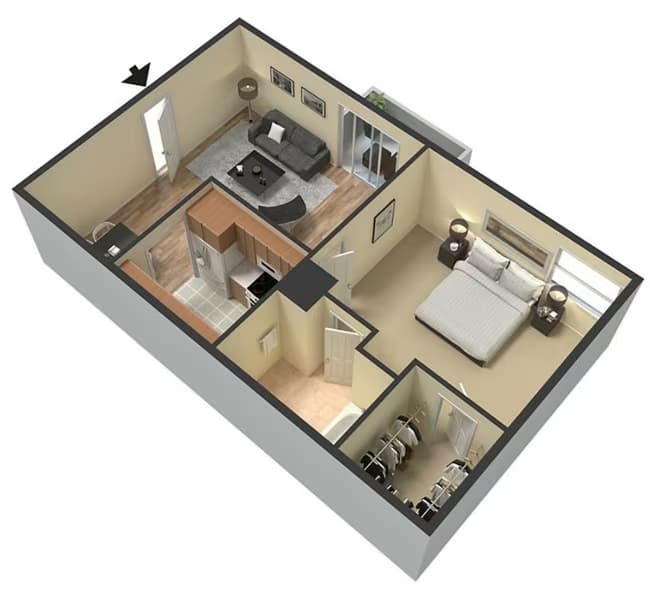 1bd upstairs 607-G-6 floor plan