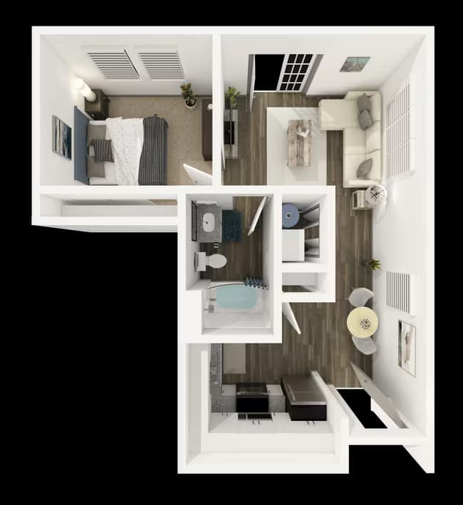 1 Bed • 1 Bath 1227 floor plan