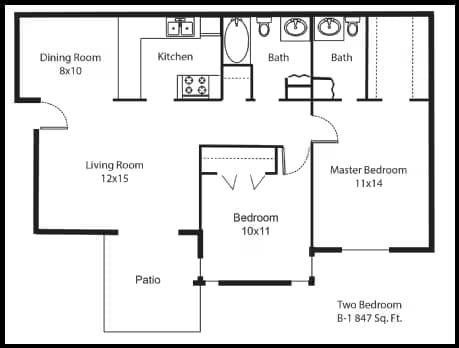 2 Beds • 1 Bath 252 floor plan