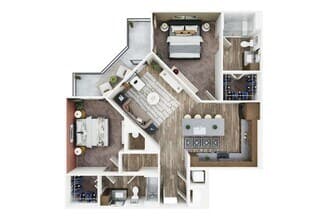 2 Beds • 2 Bath 117 floor plan