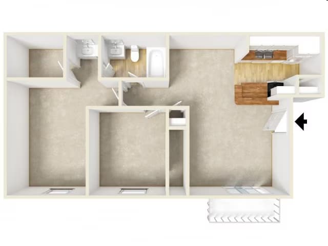 2 Beds • 2 Bath 1421 floor plan
