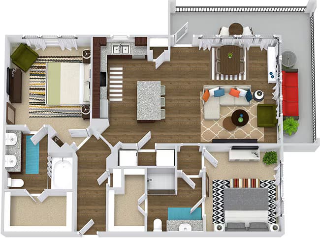 2 Beds • 2 Bath 2208 floor plan