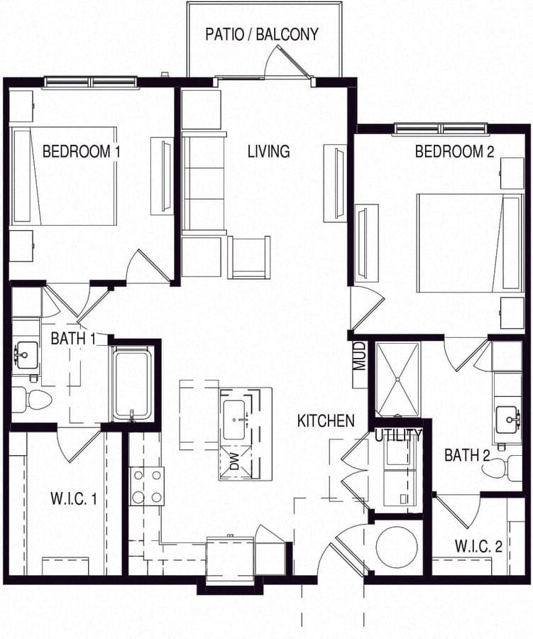 2 Beds • 2 Bath A415 floor plan