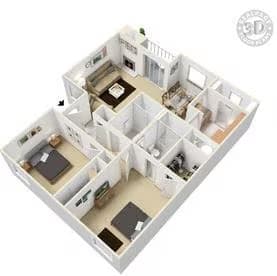 2 Bedroom 2 Bathroom B2 202 floor plan