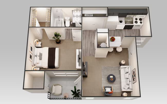 1 Bedroom 1 Bath 189 floor plan