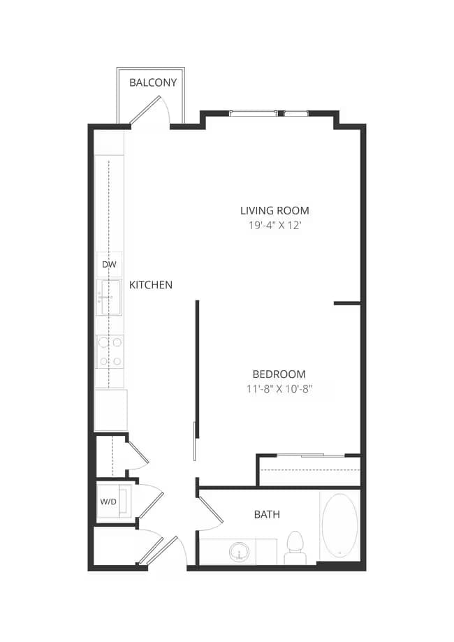 1 Bed • 1 Bath V221 floor plan