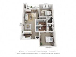 2 Beds • 2 Bath 166 floor plan
