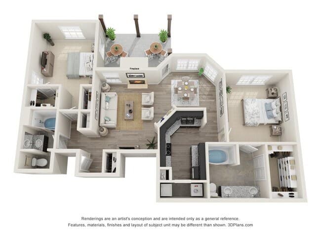 2 Beds • 2 Bath 1332 floor plan