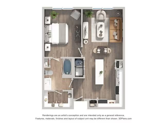 1 Bed • 1 Bath 1106 floor plan