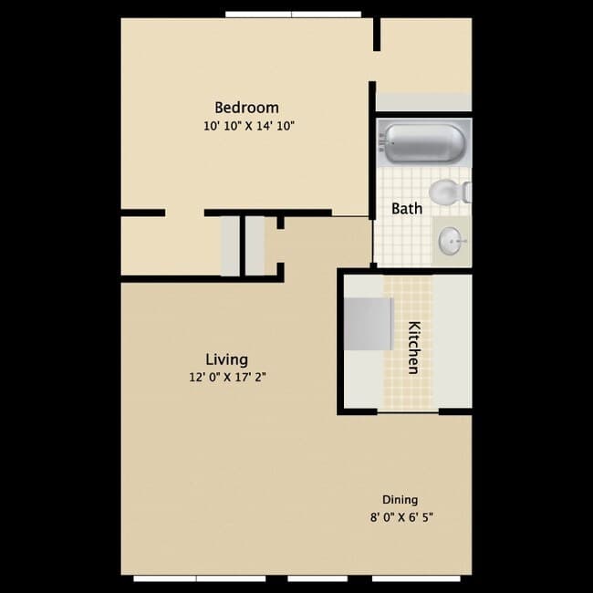 1 Bedroom 1 Bathroom 254 floor plan