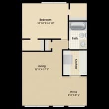 1 Bedroom 1 Bathroom 162 floor plan