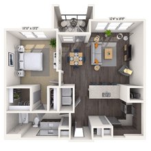 Traditional 1x1-884 SF-FP 2635 floor plan