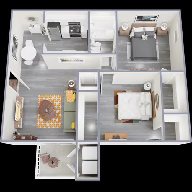 2 Beds • 2 Bath PH2-298 floor plan