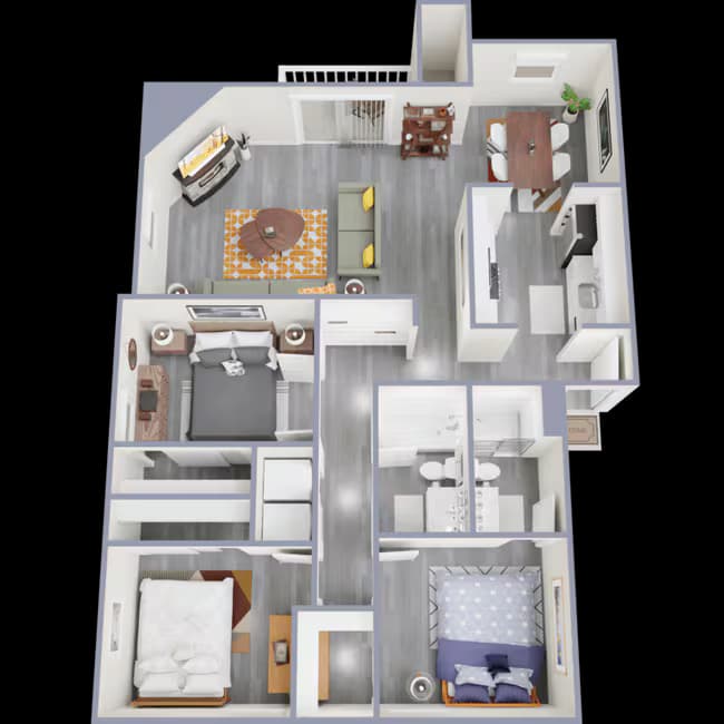 3 Beds • 2 Bath PH1-090 floor plan