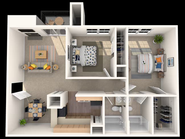 2 Beds • 2 Bath 1815 floor plan