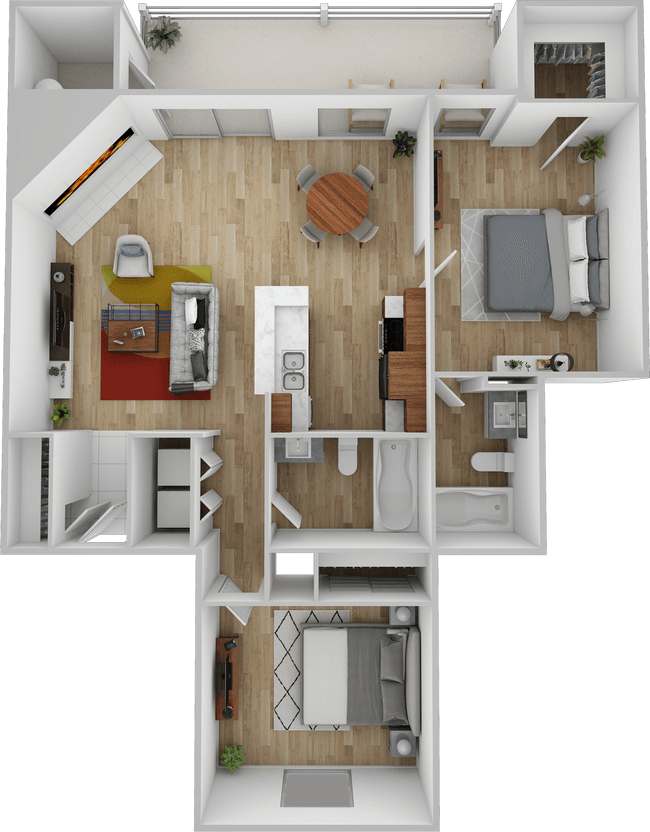 Flat 2 Bed 2 Bath 28-103 floor plan