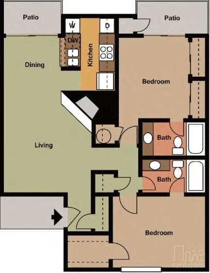2 Beds • 2 Bath 313 floor plan