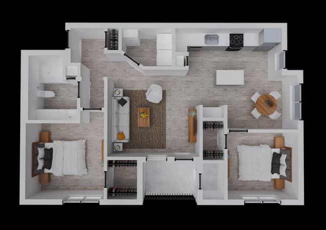 2 Beds • 1 Bath 10-1038 floor plan