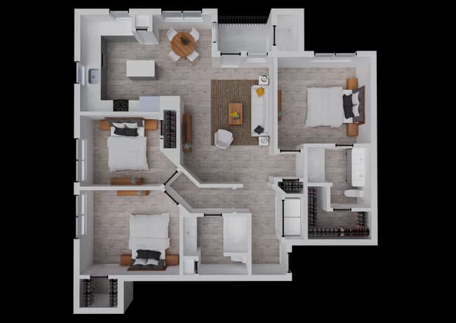 3 Beds • 2 Bath 3-322 floor plan