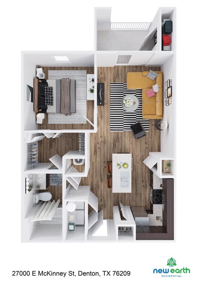 A-2 1 Bed 1 Bath 2304 floor plan