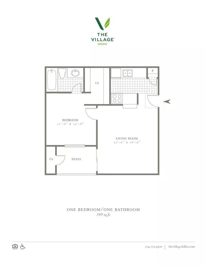 1 Bed • 1 Bath 0203 floor plan