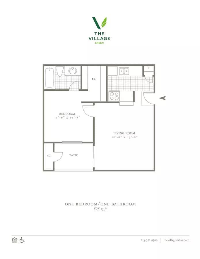 1 Bed • 1 Bath floor plan
