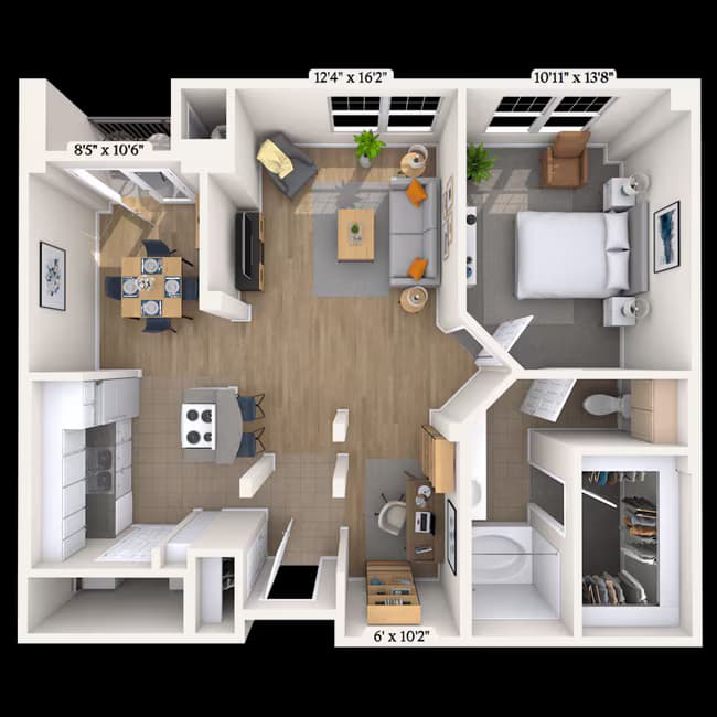 Traditional 1x1 850 SF 241 floor plan