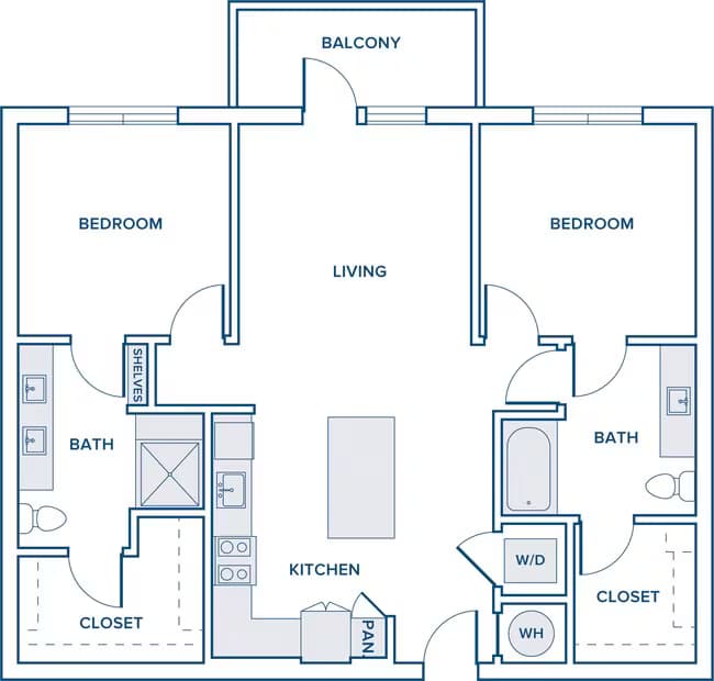 2 Beds • 2 Bath 10303 floor plan