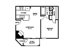 A2 - 1 Bed / 1 Bath 170 floor plan
