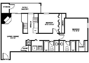 B1 - 2 Bed / 2 Bath 163 floor plan