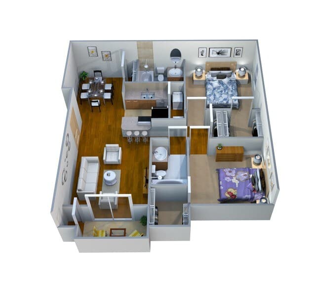 2 Beds • 2 Bath 0415 floor plan