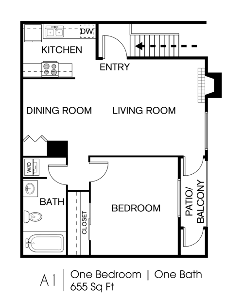 1 Bed • 1 Bath 1116 floor plan