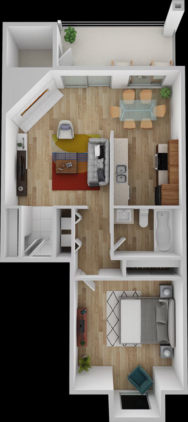 1 Bed • 1 Bath 13-106 floor plan