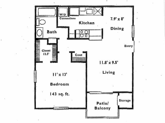 1 Bed • 1 Bath 1061 floor plan