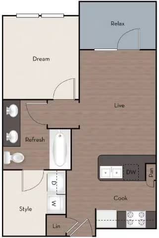 1 Bed • 1 Bath 1311 floor plan