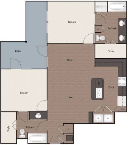 2 Bed X 2 Bath 1301 floor plan