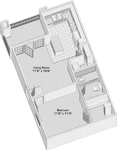 1 Bed • 1 Bath 0171 floor plan