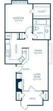 1 Bedroom 1 Bath 333 floor plan