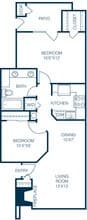 2 Bedroom 1 Bath B1 515 floor plan