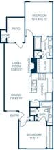 2 Bedroom 2 Bath 620 floor plan