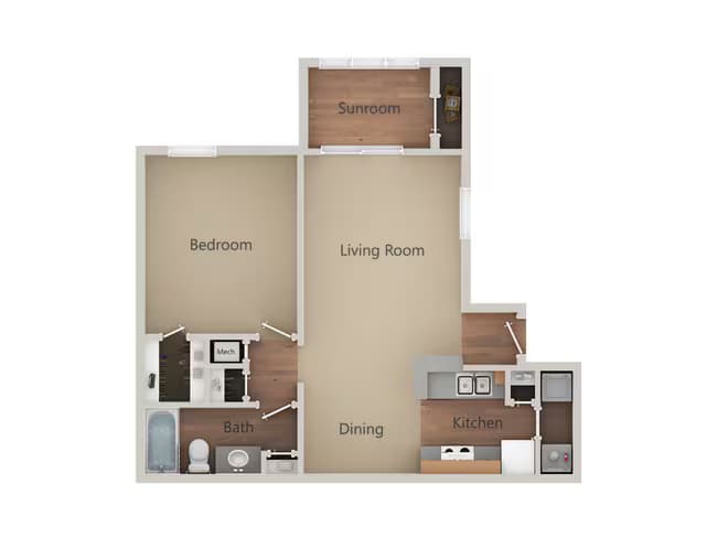 1 Bedroom 1 Bathroom - A2 1603 floor plan