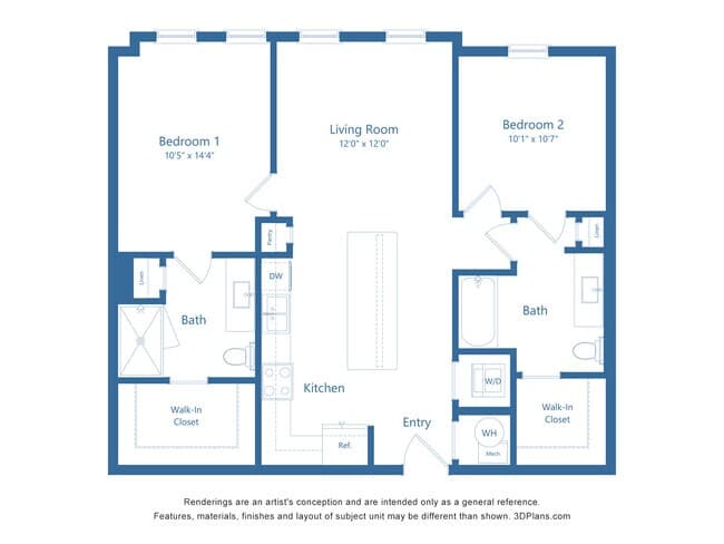 B1 | 2 Bed | 2 Bath 1359 floor plan