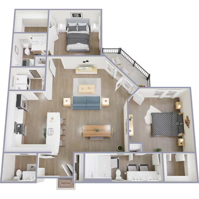 2 Beds • 2 Bath 408 floor plan