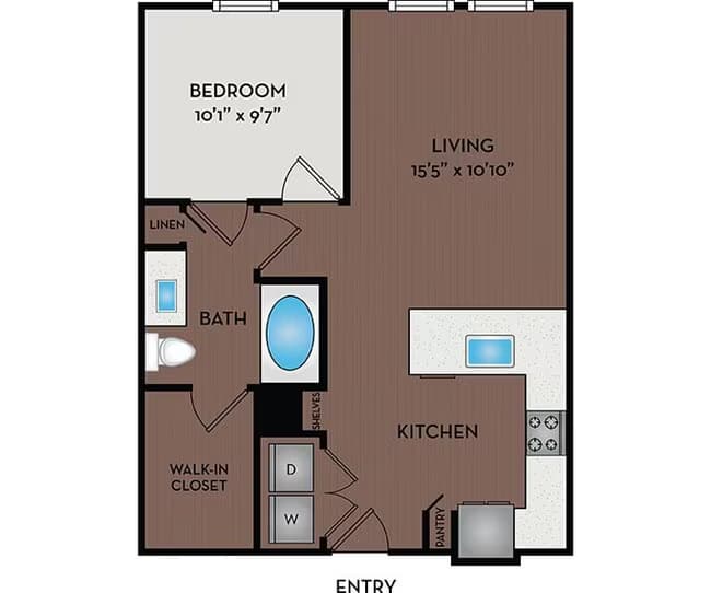 1 Bed • 1 Bath 3015-B floor plan
