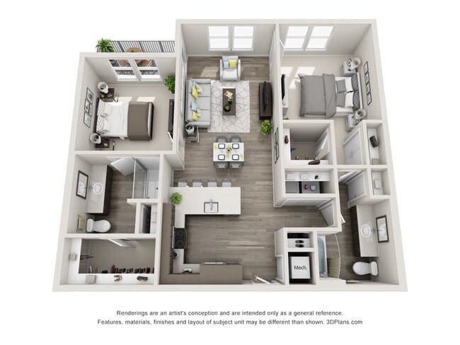 2 Beds • 2 Bath 5103 floor plan