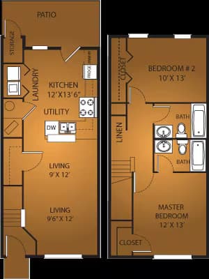 2 Bedroom 2 Bath 10-225 floor plan